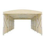 TREKKA Retractable Outdoor Canopy Rain and Sun Shelter Galvanised Steel Frame PVC Fabric Side Panels - Khaki