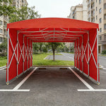 TREKKA Retractable Outdoor Canopy Rain and Sun Shelter Galvanised Steel Frame PVC Fabric Side Panels - Red