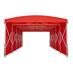 TREKKA Retractable Outdoor Canopy Rain and Sun Shelter Galvanised Steel Frame PVC Fabric Side Panels - Red
