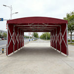 TREKKA Retractable Outdoor Canopy Rain and Sun Shelter Galvanised Steel Frame PVC Fabric Side Panels - Wine Red