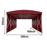 TREKKA Retractable Outdoor Canopy Rain and Sun Shelter Galvanised Steel Frame PVC Fabric Side Panels - Wine Red