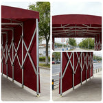 TREKKA Retractable Outdoor Canopy Rain and Sun Shelter Galvanised Steel Frame PVC Fabric Side Panels - Wine Red