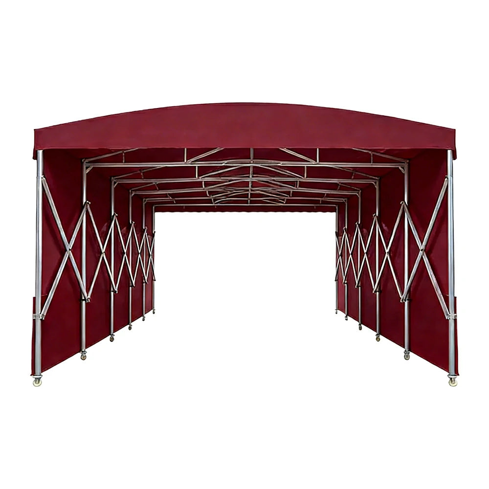 TREKKA Retractable Outdoor Canopy Rain and Sun Shelter Galvanised Steel Frame PVC Fabric Side Panels - Wine Red