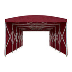 TREKKA Retractable Outdoor Canopy Rain and Sun Shelter Galvanised Steel Frame PVC Fabric Side Panels - Wine Red