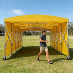 TREKKA Retractable Outdoor Canopy Rain and Sun Shelter Galvanised Steel Frame PVC Fabric Side Panels - Yellow