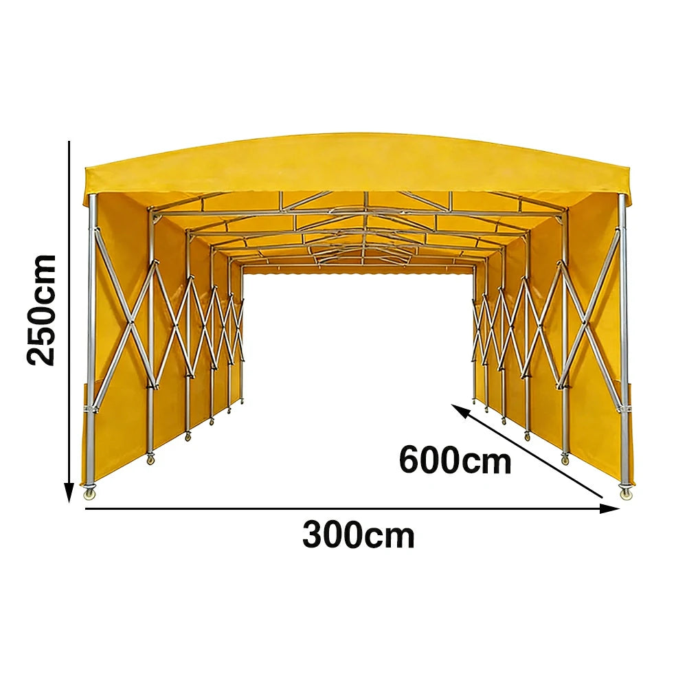 TREKKA Retractable Outdoor Canopy Rain and Sun Shelter Galvanised Steel Frame PVC Fabric Side Panels - Yellow