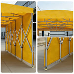 TREKKA Retractable Outdoor Canopy Rain and Sun Shelter Galvanised Steel Frame PVC Fabric Side Panels - Yellow