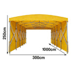 TREKKA Retractable Outdoor Canopy Rain and Sun Shelter Galvanised Steel Frame PVC Fabric Side Panels - Yellow