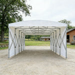 TREKKA Retractable Outdoor Canopy Rain and Sun Shelter Galvanised Steel Frame PVC Fabric Side Panels - White