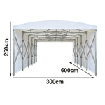 TREKKA Retractable Outdoor Canopy Rain and Sun Shelter Galvanised Steel Frame PVC Fabric Side Panels - White