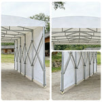 TREKKA Retractable Outdoor Canopy Rain and Sun Shelter Galvanised Steel Frame PVC Fabric Side Panels - White