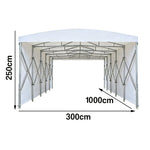 TREKKA Retractable Outdoor Canopy Rain and Sun Shelter Galvanised Steel Frame PVC Fabric Side Panels - White