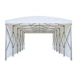 TREKKA Retractable Outdoor Canopy Rain and Sun Shelter Galvanised Steel Frame PVC Fabric Side Panels - White