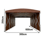 TREKKA Retractable Outdoor Canopy Rain and Sun Shelter Galvanised Steel Frame PVC Fabric Side Panels - Coffee
