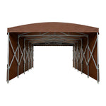 TREKKA Retractable Outdoor Canopy Rain and Sun Shelter Galvanised Steel Frame PVC Fabric Side Panels - Coffee