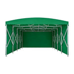 TREKKA Retractable Outdoor Canopy Rain and Sun Shelter Galvanised Steel Frame PVC Fabric 3-Side Panels - Green