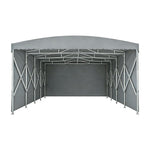TREKKA Retractable Outdoor Canopy Rain and Sun Shelter Galvanised Steel Frame PVC Fabric 3-Side Panels - Grey