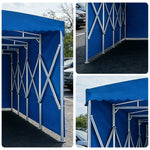 TREKKA Retractable Outdoor Canopy Rain and Sun Shelter Galvanised Steel Frame PVC Fabric 3-Side Panels - Blue