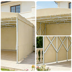 TREKKA Retractable Outdoor Canopy Rain and Sun Shelter Galvanised Steel Frame PVC Fabric 3-Side Panels - Khaki