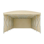 TREKKA Retractable Outdoor Canopy Rain and Sun Shelter Galvanised Steel Frame PVC Fabric 3-Side Panels - Khaki