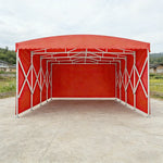 TREKKA Retractable Outdoor Canopy Rain and Sun Shelter Galvanised Steel Frame PVC Fabric 3-Side Panels - Red