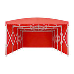 TREKKA Retractable Outdoor Canopy Rain and Sun Shelter Galvanised Steel Frame PVC Fabric 3-Side Panels - Red