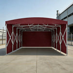 TREKKA Retractable Outdoor Canopy Rain and Sun Shelter Galvanised Steel Frame PVC Fabric 3-Side Panels - Wine Red