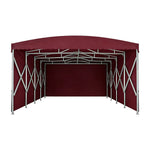 TREKKA Retractable Outdoor Canopy Rain and Sun Shelter Galvanised Steel Frame PVC Fabric 3-Side Panels - Wine Red