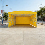 TREKKA Retractable Outdoor Canopy Rain and Sun Shelter Galvanised Steel Frame PVC Fabric 3-Side Panels - Yellow