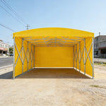 TREKKA Retractable Outdoor Canopy Rain and Sun Shelter Galvanised Steel Frame PVC Fabric 3-Side Panels - Yellow