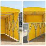 TREKKA Retractable Outdoor Canopy Rain and Sun Shelter Galvanised Steel Frame PVC Fabric 3-Side Panels - Yellow