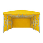 TREKKA Retractable Outdoor Canopy Rain and Sun Shelter Galvanised Steel Frame PVC Fabric 3-Side Panels - Yellow