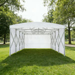 TREKKA Retractable Outdoor Canopy Rain and Sun Shelter Galvanised Steel Frame PVC Fabric 3-Side Panels - White