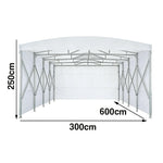 TREKKA Retractable Outdoor Canopy Rain and Sun Shelter Galvanised Steel Frame PVC Fabric 3-Side Panels - White