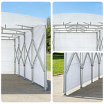TREKKA Retractable Outdoor Canopy Rain and Sun Shelter Galvanised Steel Frame PVC Fabric 3-Side Panels - White