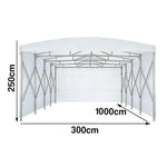 TREKKA Retractable Outdoor Canopy Rain and Sun Shelter Galvanised Steel Frame PVC Fabric 3-Side Panels - White