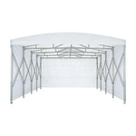 TREKKA Retractable Outdoor Canopy Rain and Sun Shelter Galvanised Steel Frame PVC Fabric 3-Side Panels - White