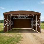 TREKKA Retractable Outdoor Canopy Rain and Sun Shelter Galvanised Steel Frame PVC Fabric 3-Side Panels - Coffee