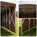 TREKKA Retractable Outdoor Canopy Rain and Sun Shelter Galvanised Steel Frame PVC Fabric 3-Side Panels - Coffee