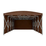 TREKKA Retractable Outdoor Canopy Rain and Sun Shelter Galvanised Steel Frame PVC Fabric 3-Side Panels - Coffee