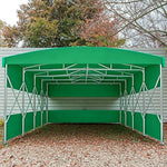 TREKKA Retractable Outdoor Canopy Rain and Sun Shelter Galvanised Steel Frame PVC Fabric 3-Side Panels Split Door - Green
