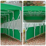 TREKKA Retractable Outdoor Canopy Rain and Sun Shelter Galvanised Steel Frame PVC Fabric 3-Side Panels Split Door - Green