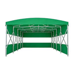 TREKKA Retractable Outdoor Canopy Rain and Sun Shelter Galvanised Steel Frame PVC Fabric 3-Side Panels Split Door - Green