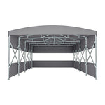 TREKKA Retractable Outdoor Canopy Rain and Sun Shelter Galvanised Steel Frame PVC Fabric 3-Side Panels Split Door - Grey