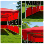 TREKKA Retractable Outdoor Canopy Rain and Sun Shelter Galvanised Steel Frame PVC Fabric 3-Side Panels Split Door - Red