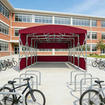 TREKKA Retractable Outdoor Canopy Rain and Sun Shelter Galvanised Steel Frame PVC Fabric 3-Side Panels Split Door - Wine Red