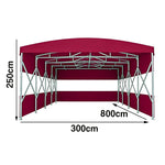 TREKKA Retractable Outdoor Canopy Rain and Sun Shelter Galvanised Steel Frame PVC Fabric 3-Side Panels Split Door - Wine Red