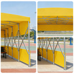 TREKKA Retractable Outdoor Canopy Rain and Sun Shelter Galvanised Steel Frame PVC Fabric 3-Side Panels Split Door - Yellow