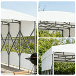 TREKKA Retractable Outdoor Canopy Rain and Sun Shelter Galvanised Steel Frame PVC Fabric 3-Side Panels Split Door - White