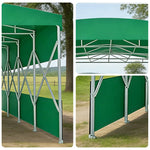 TREKKA Retractable Outdoor Canopy Rain and Sun Shelter Galvanised Steel Frame PVC Fabric Semi-Transparent Side Panels - Green